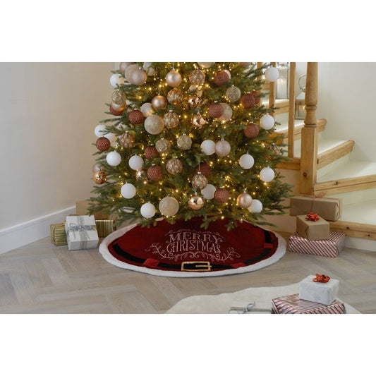 120cm Christmas Tree Skirt Fabric Red & White 