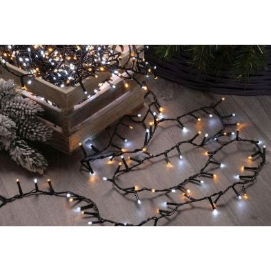 String Fairy Christmas Lights Multifunction White & Warm White Outdoor 600 LED - 15.57m Firefly