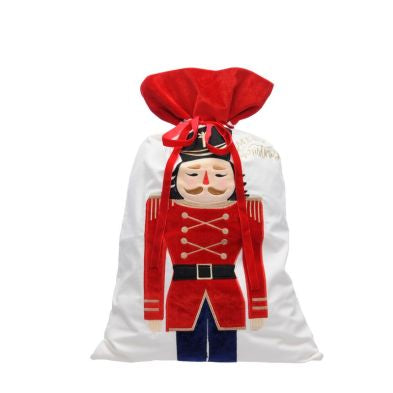 Christmas Sack White & Red with Nutcracker Pattern - 70cm