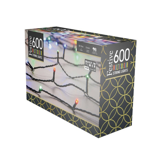 String Fairy Christmas Lights Multifunction Multicolour Outdoor 600 LED - 47.92m 