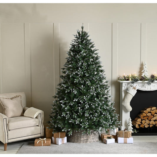 8ft Belvedere Pine Christmas Tree Artificial - Metal & Plastic White Frosted Green  1613 Tips