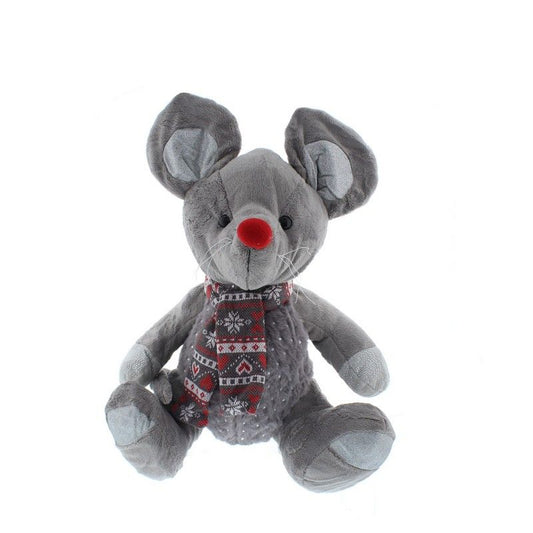 Mouse Christmas Decoration Grey & Red - 32cm 