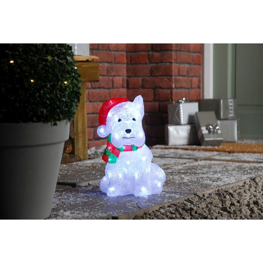 LED Christmas Acrylic Westie Dog - 31.5cm