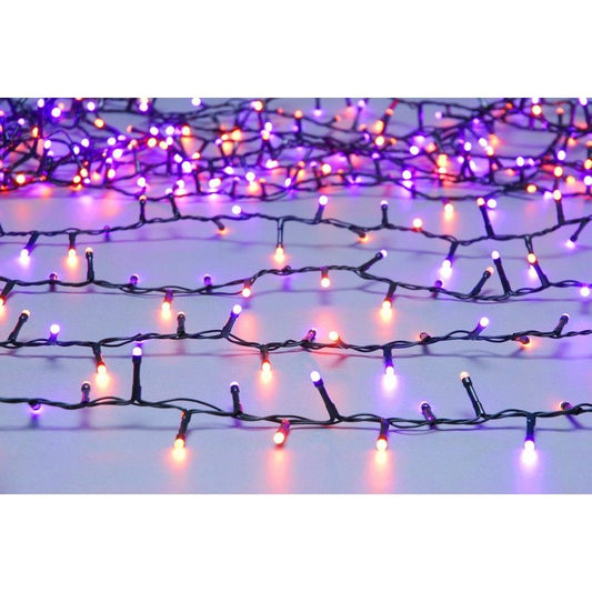 Halloween String Fairy Lights Multifunction Purple & Orange Outdoor 200 LED - 5.17m 