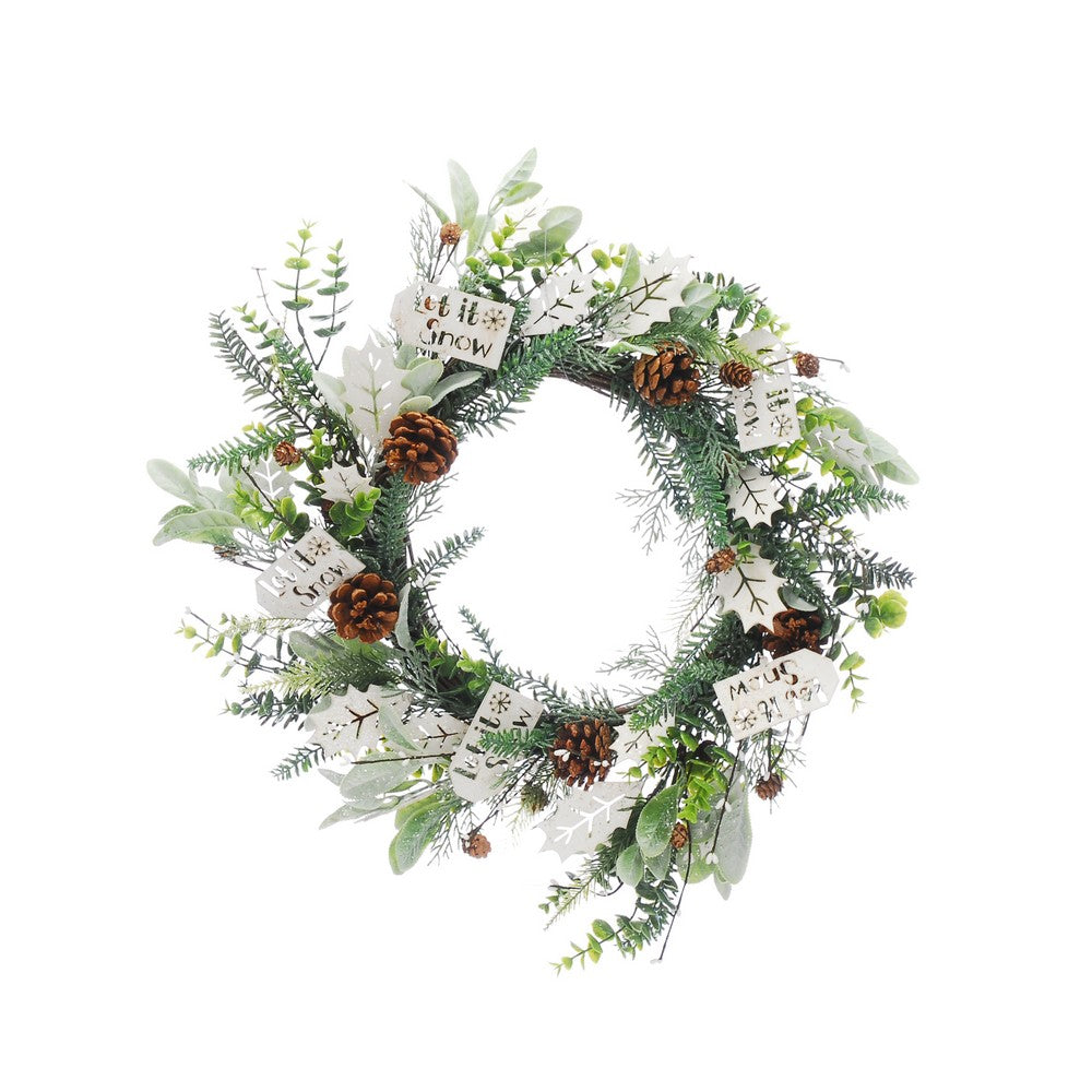 Wreath Christmas Decoration Green & White - 60cm