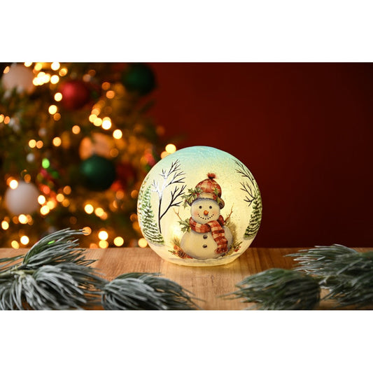 Christmas LED Christmas Holly Snowman Crackle Ball - 0.75cm