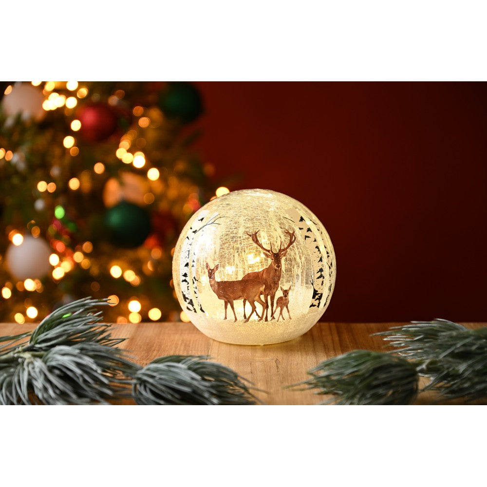 Christmas LED Christmas Reindeer Scene Crackle Ball - 0.75cm