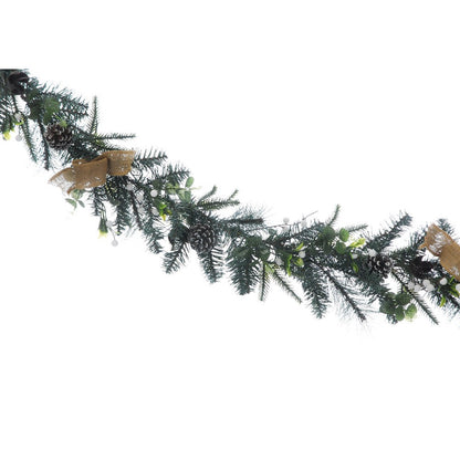 Berries & Pinecones Garland Christmas Decoration White Frosted Green - 180cm