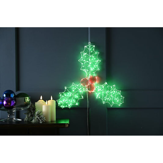 Christmas Holly Dewdrop Wall Light - 45cm