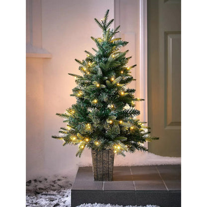 3ft Potted Christmas Tree Artificial - Metal & Plastic with LED Lights Warm White