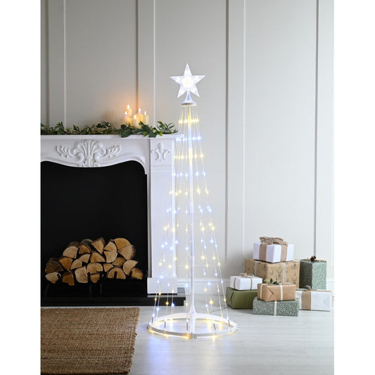 7ft Christmas Tree Light Feature Metal & Plastic with LED Lights Multicoloured