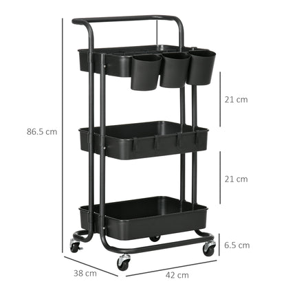 Homcom 3 Tier Utility Rolling Cart