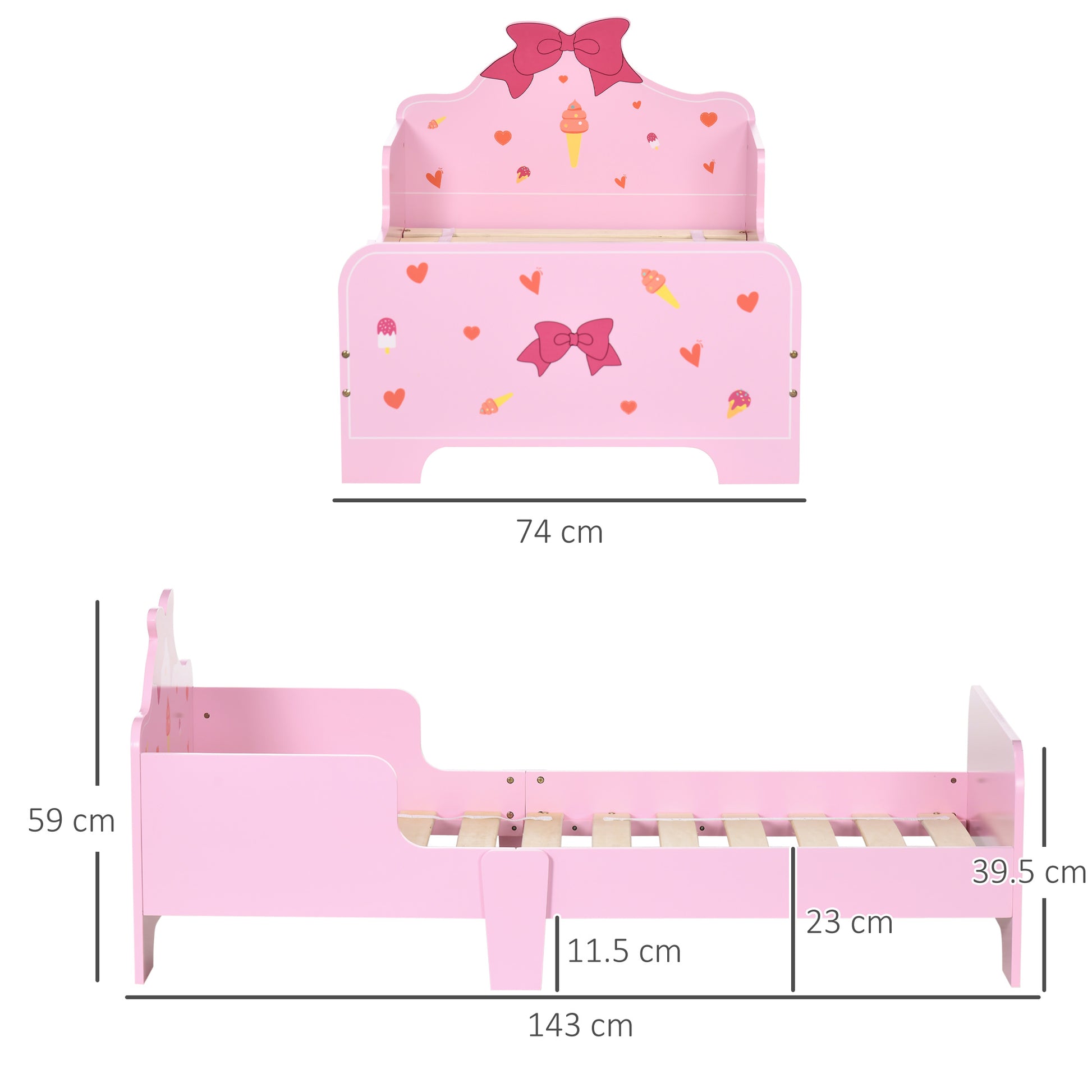 ZONEKIZ Princess-Themed Kids Toddler Bed w/ Cute Patterns