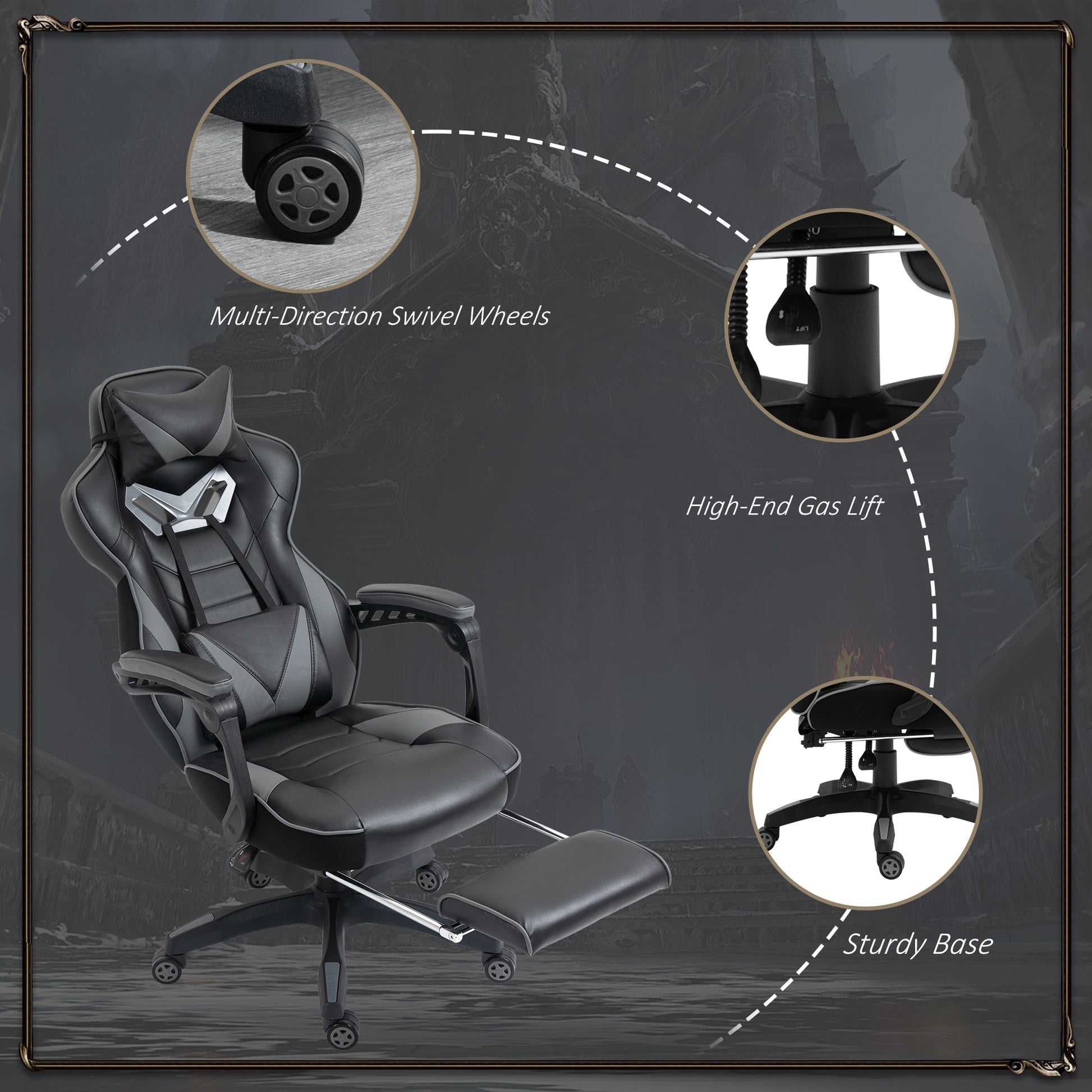 Vinsetto Racing Gaming Chair with Footrest