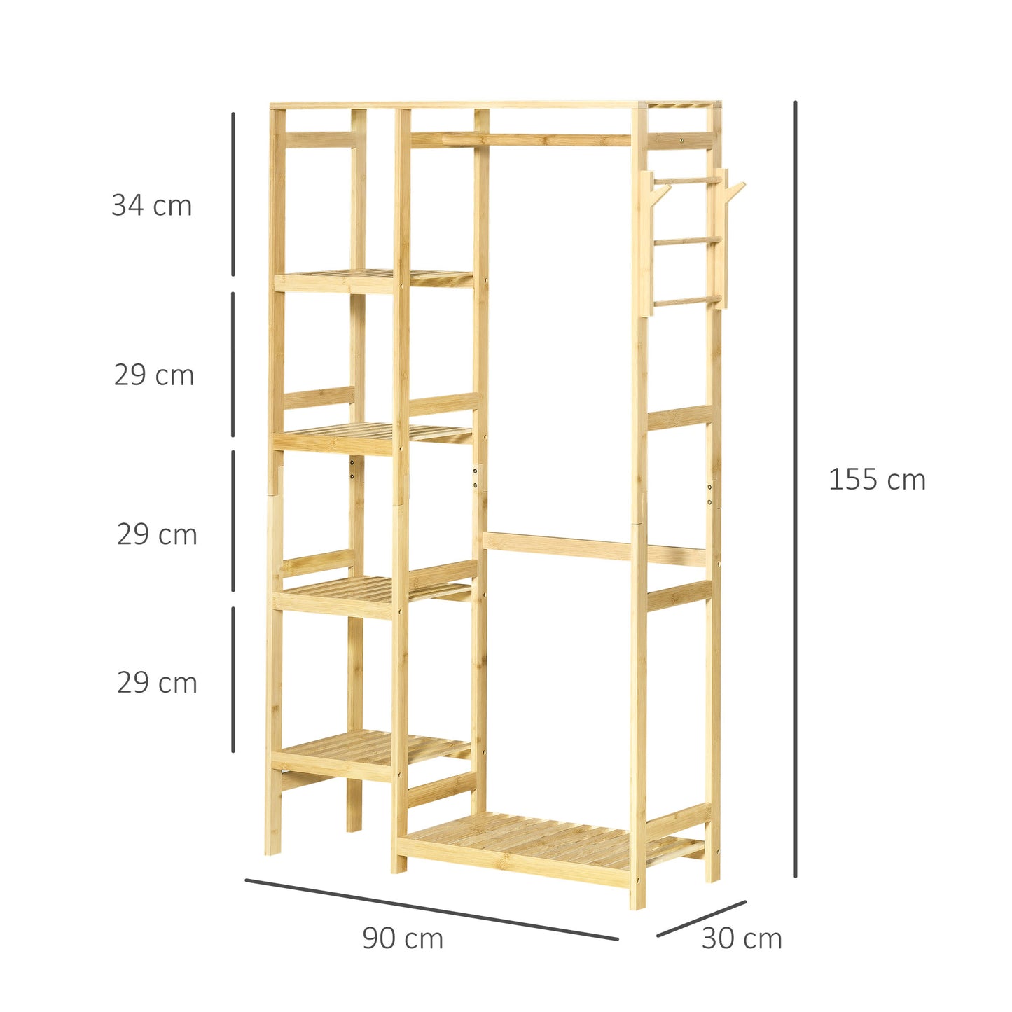 Baboo 155cm Clothing Storage Five Shelf by Homcom