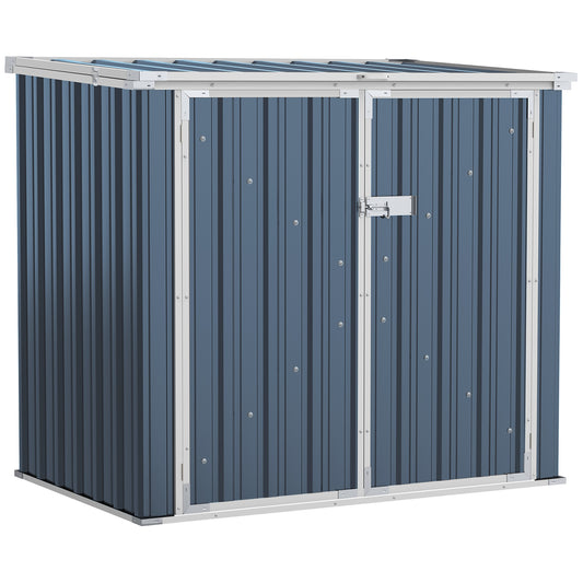 Galvanised 5 x 3' Single Door Pent Garden Store Lockable With Opening Lid Steel Grey by Steadfast