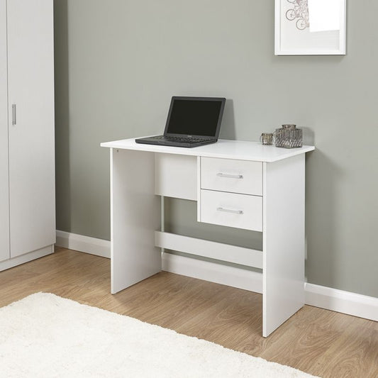 Panama Desk White 2 Drawers