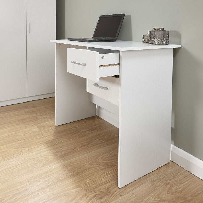 Panama Desk White 2 Drawers