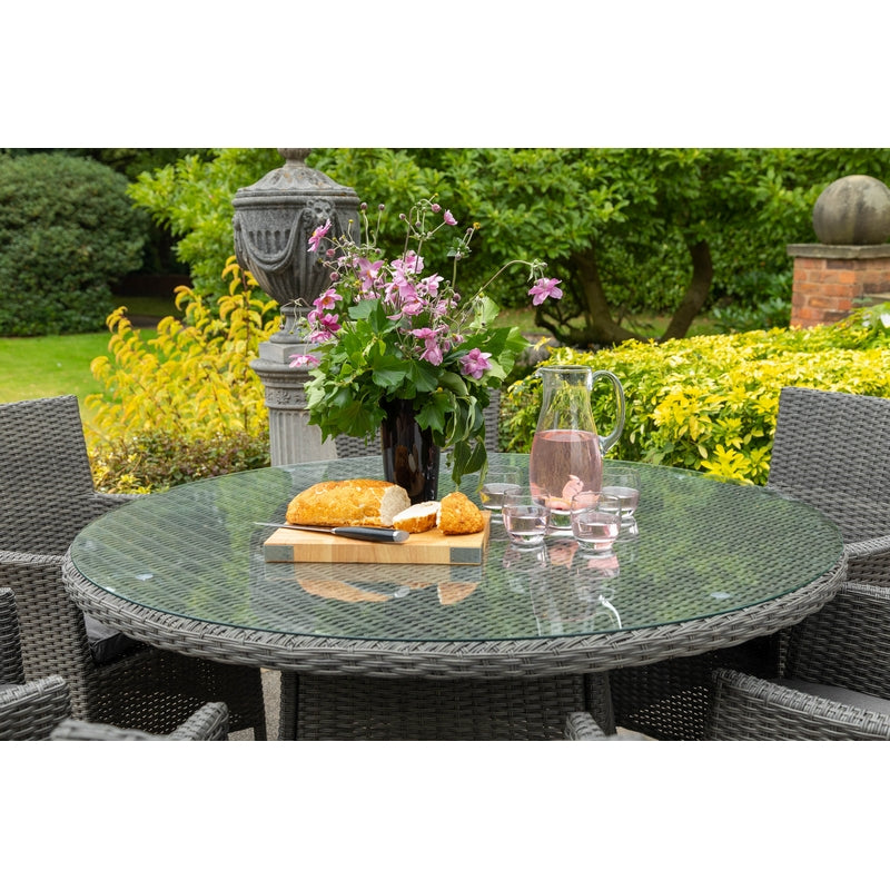 Paris Rattan Garden Patio Dining Set by Royalcraft - 4 Seats Grey Cushions - Croft Home & Garden