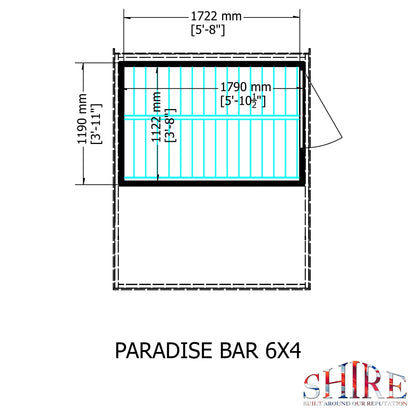 Shire Paradise 6' 3" x 7' 8" Pent Garden Bar - Premium Dip Treated Shiplap