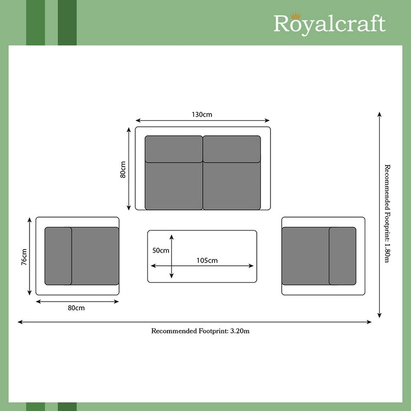 Paris Rattan Garden Patio Dining Set by Royalcraft - 4 Seats Grey Cushions - Croft Home & Garden