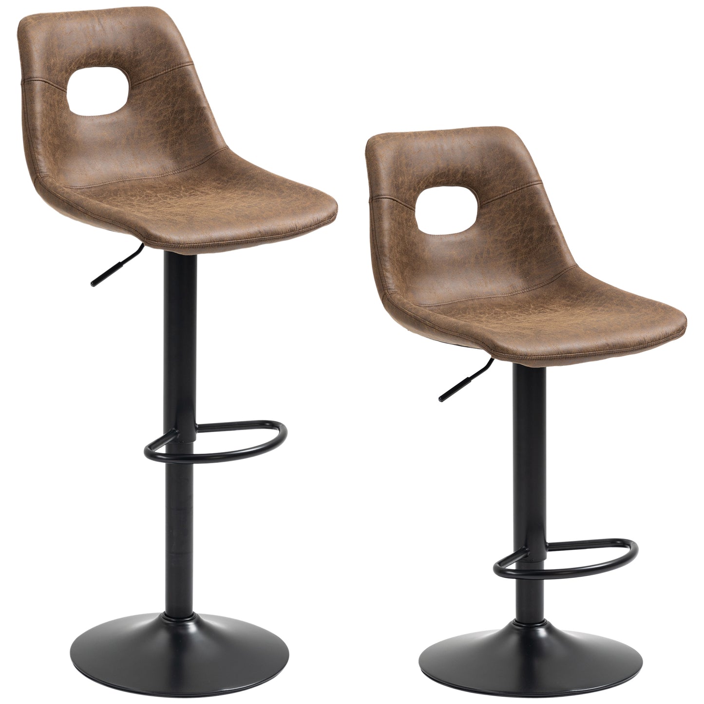 Homcom Set of Two Retro Bar Stools - Brown