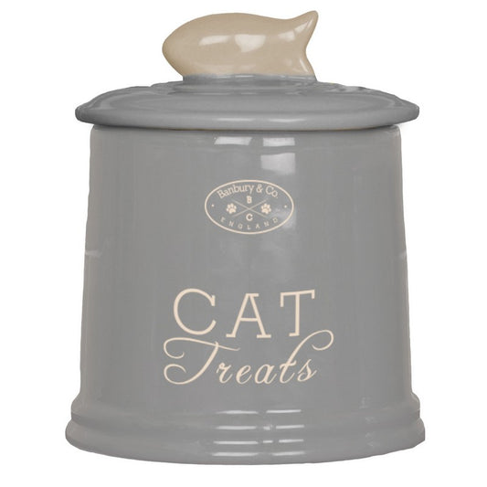 Cat Treat Storage Grey Ceramic 20cm by Banbury