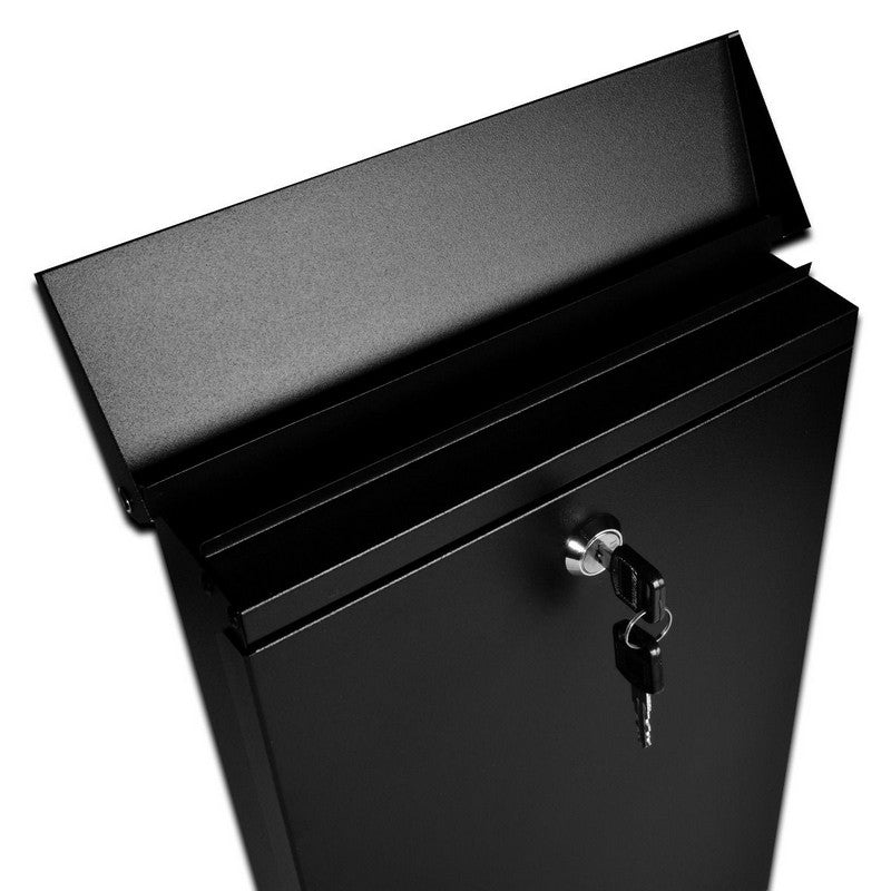 Pluto Letterbox Stainless Steel Black 38cm