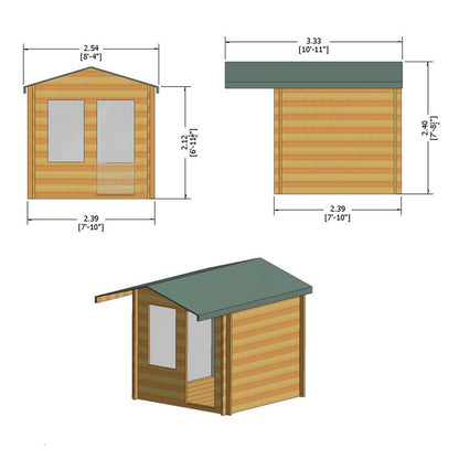 Shire Peckover 8' x 8' Apex Log Cabin - Budget 19mm Cladding Tongue & Groove