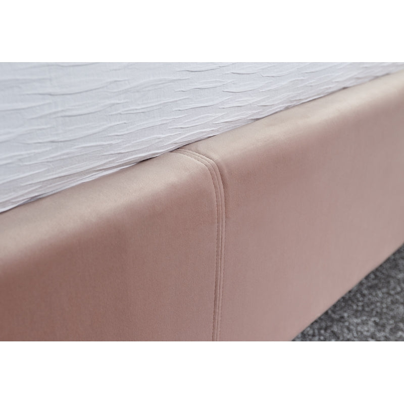 Pettine Double Ottoman Bed Wood & Fabric Pink 5 x 7ft