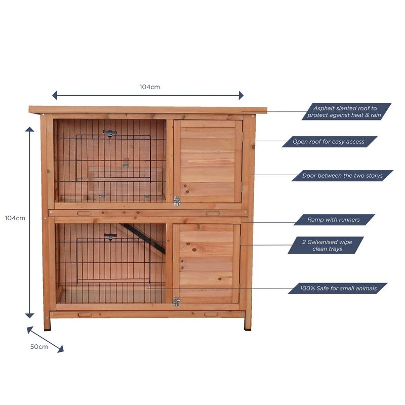 Wensum FSC Wood 2 Storey Rabbit Hutch 02 with Galvanised Tray