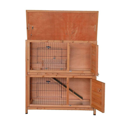 Wensum FSC Wood 2 Storey Rabbit Hutch 02 with Galvanised Tray