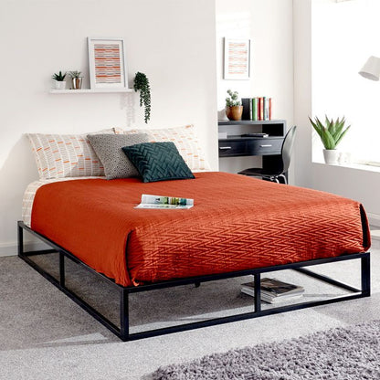 Platform Double Bed Metal Black 4 x 6ft