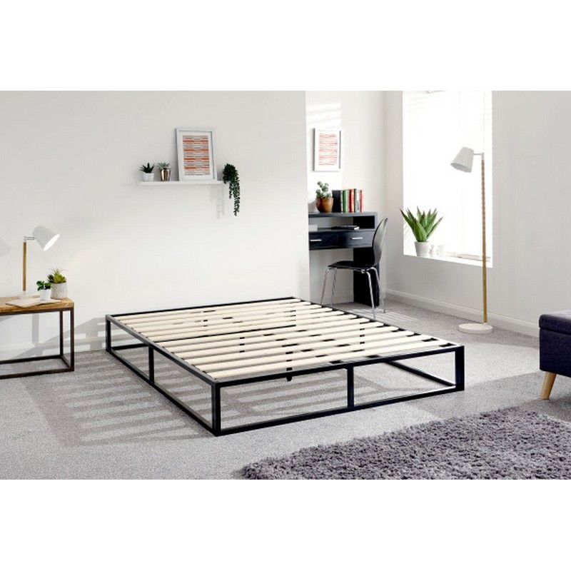 Platform Double Bed Metal Black 4 x 6ft