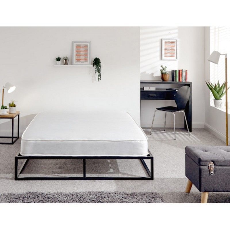 Platform Double Bed Metal Black 4 x 6ft