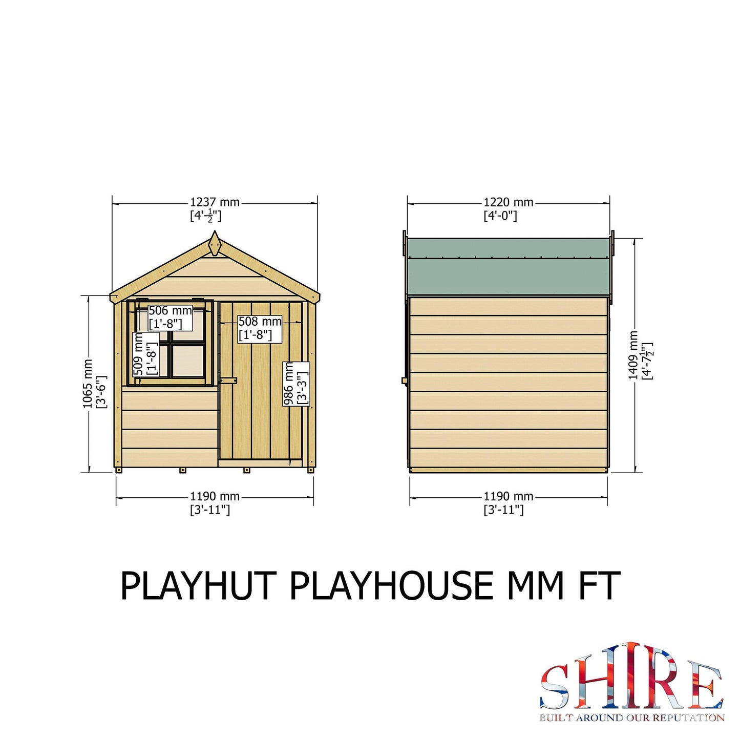 Shire Playhut 4' x 4' 3" Apex Children's Playhouse - Premium Dip Treated Shiplap