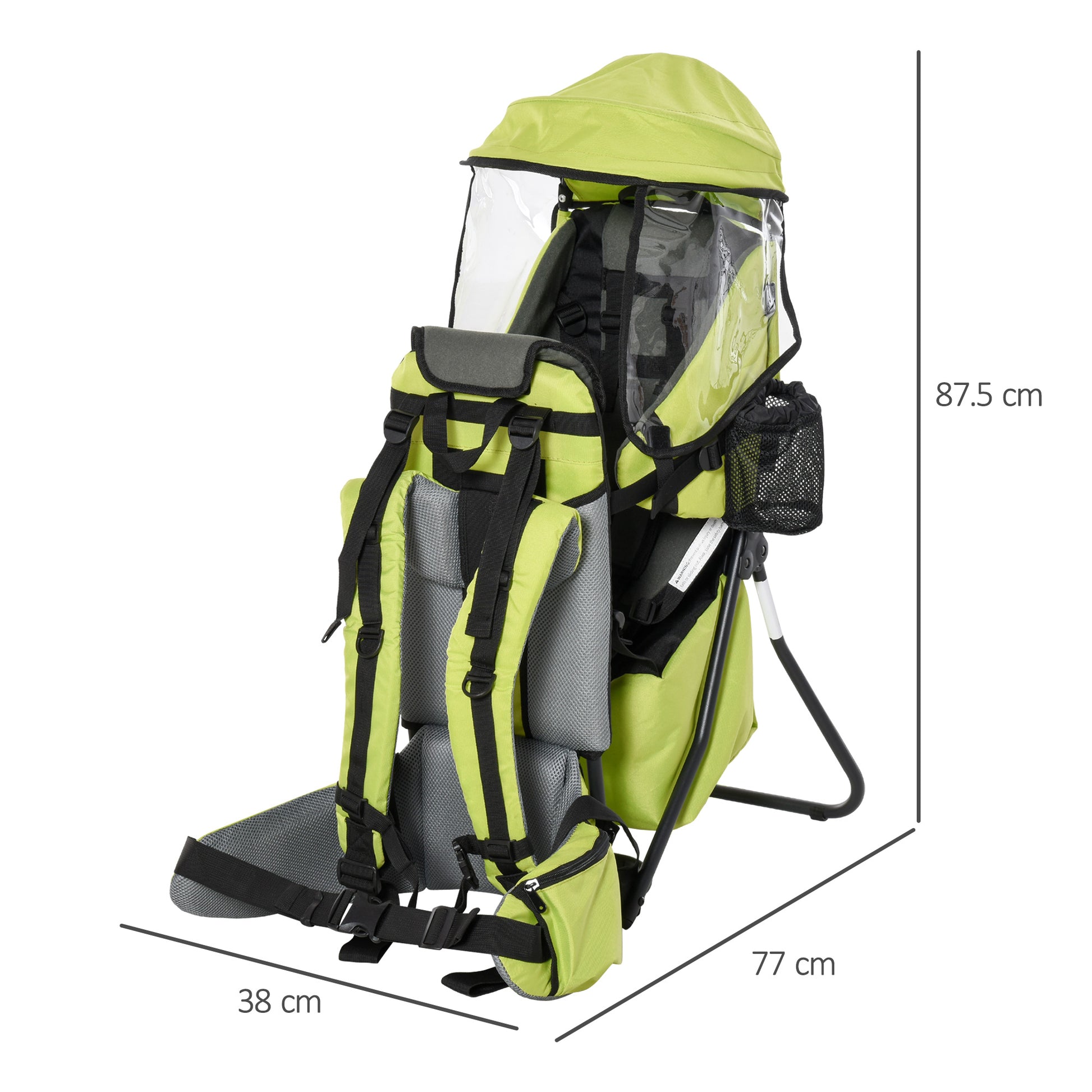 Homcom Baby Backpack Carrier for Hiking with Ergonomic Hip Seat Detachable Rain Cover