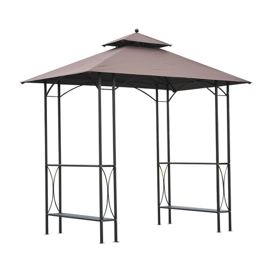 Outsunny 2.5 x 1.5m BBQ Tent Canopy Patio Outdoor Awning Gazebo Party Sun Shelter - Coffee