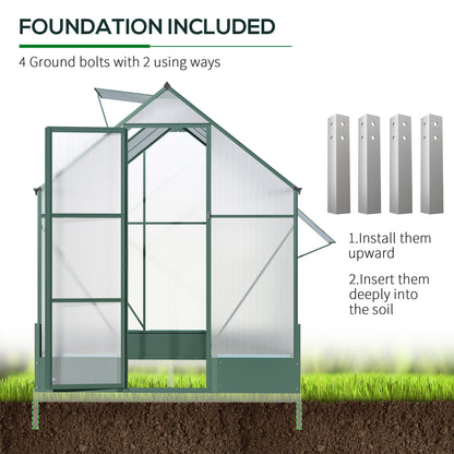 Outsunny Garden Walk-in Aluminium Greenhouse Polycarbonate with Plant Bed