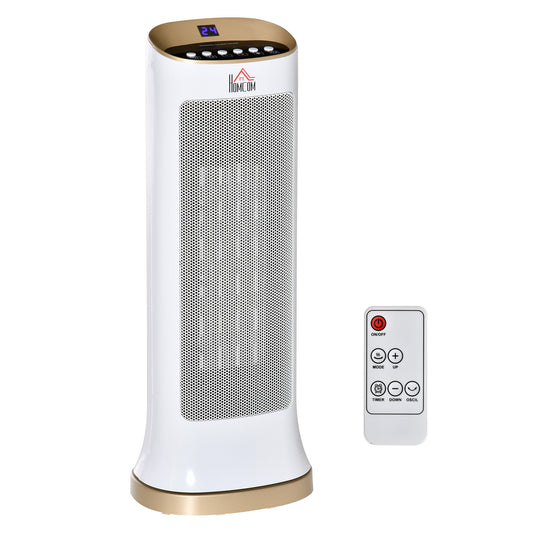 Homcom Ceramic Indoor 45° Oscillating Space Heater w/ Remote Timer LED Panel Radiator