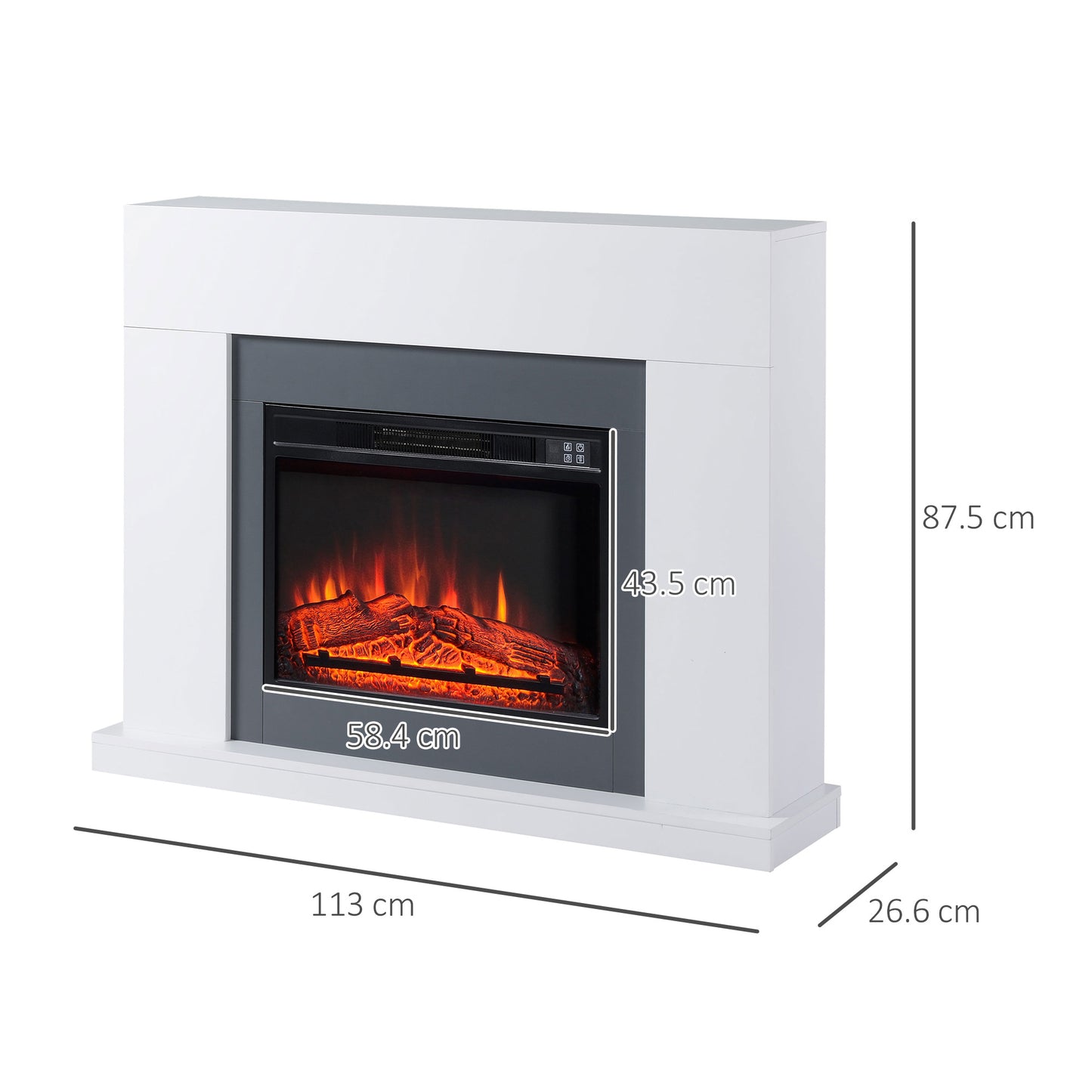 Homcom Electric Fireplace Suite with Remote Control