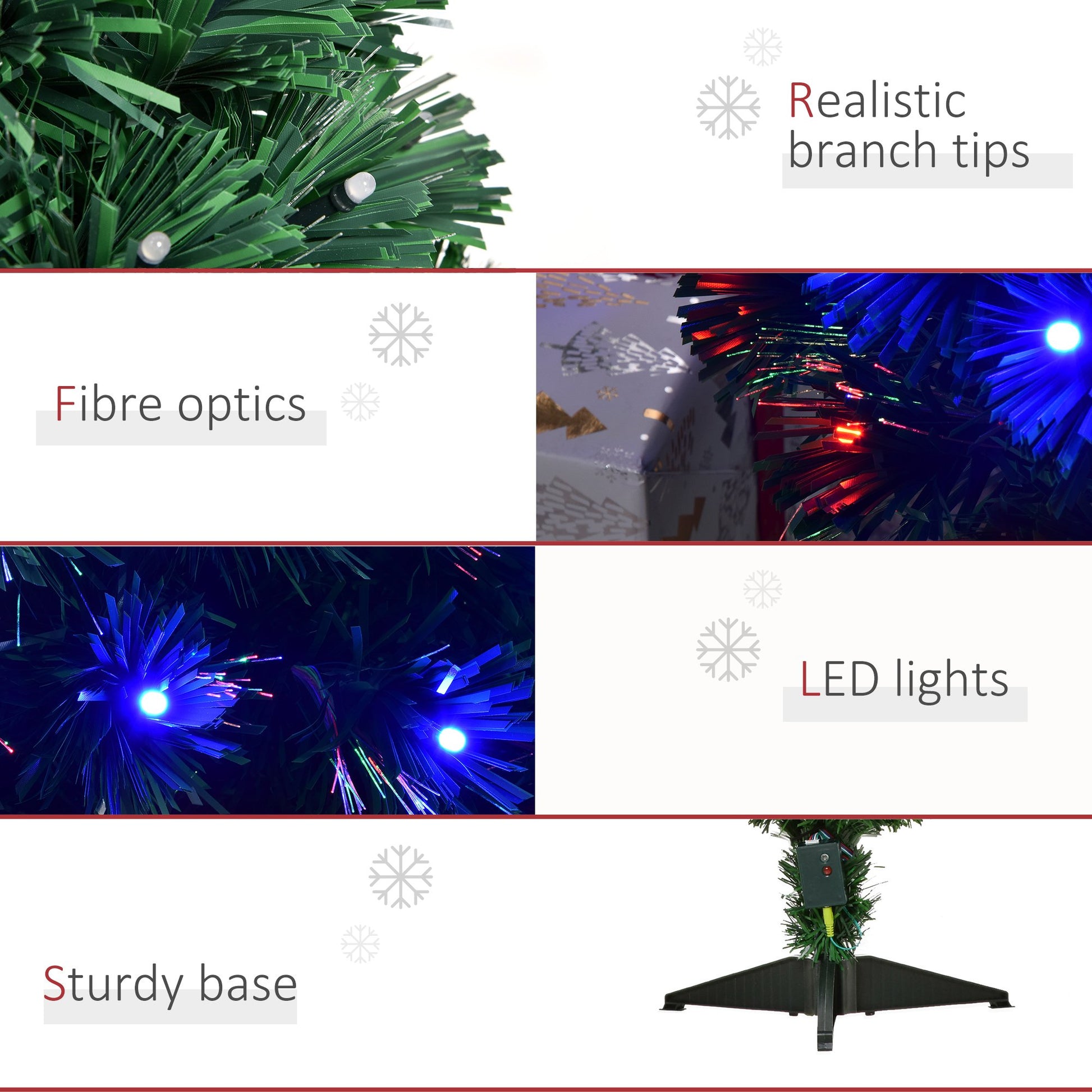 Homcom 3FT Prelit Artificial Christmas Tree with Multi-Coloured Fiber Optic LED Light