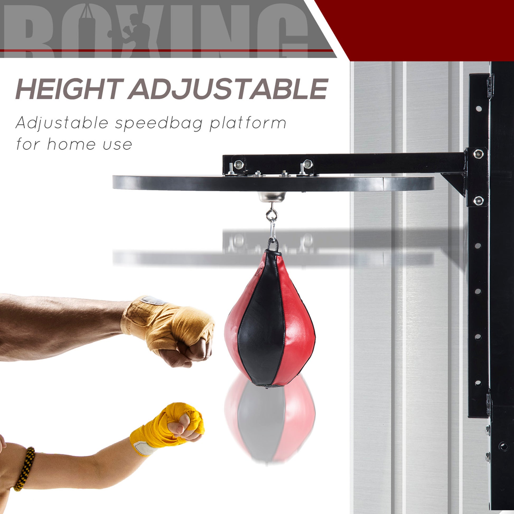 Homcom Punching Boxing Speed Bag Boxing Workout Platform-Red/Black