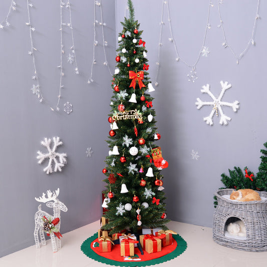 Homcom 7FT Artificial Pine Pencil Slim Christmas Tree with 499 Branch Tips Xmas Holiday Décor with Stand Green