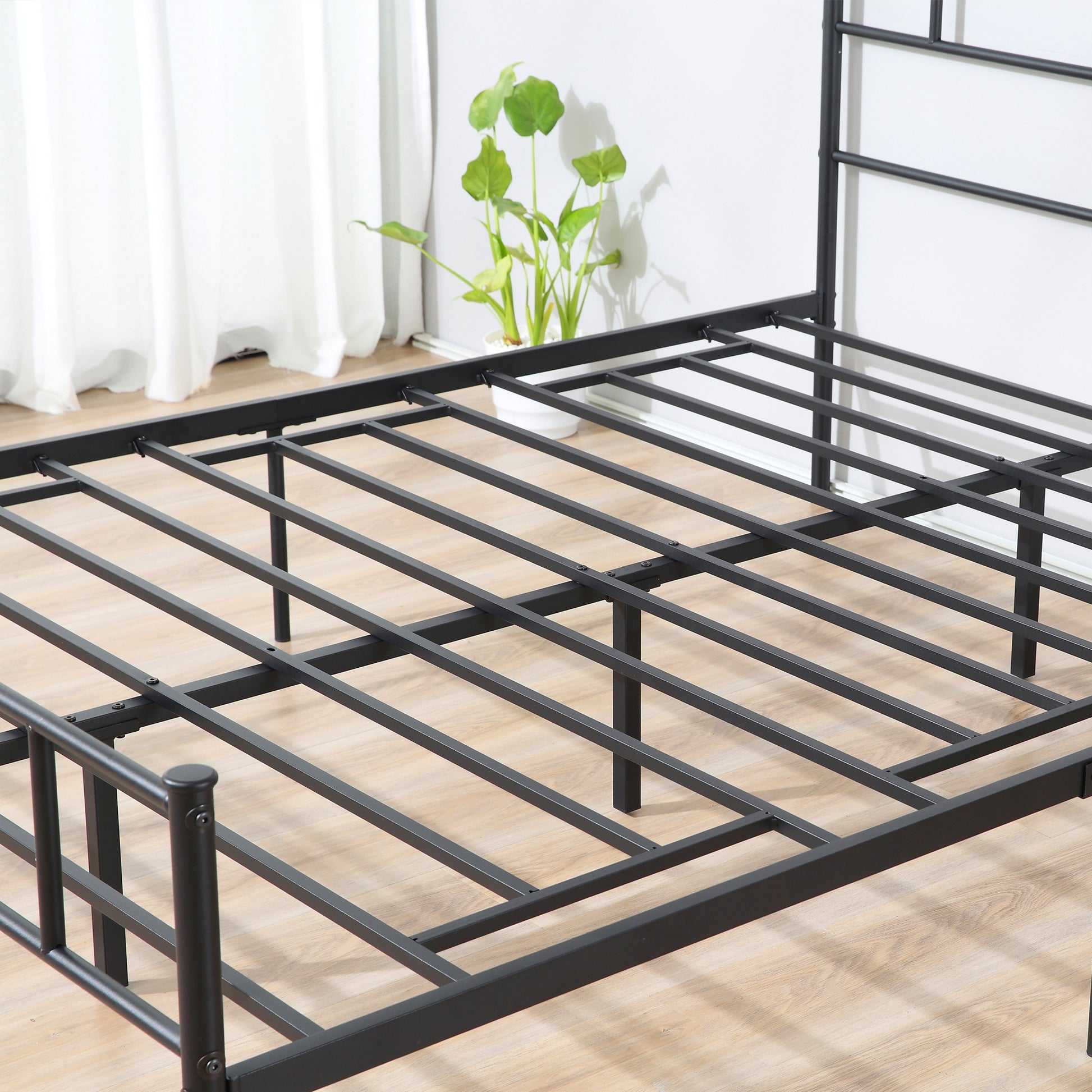 Homcom Double Metal Bed Frame Solid Bedstead Base with Headboard and Footboard