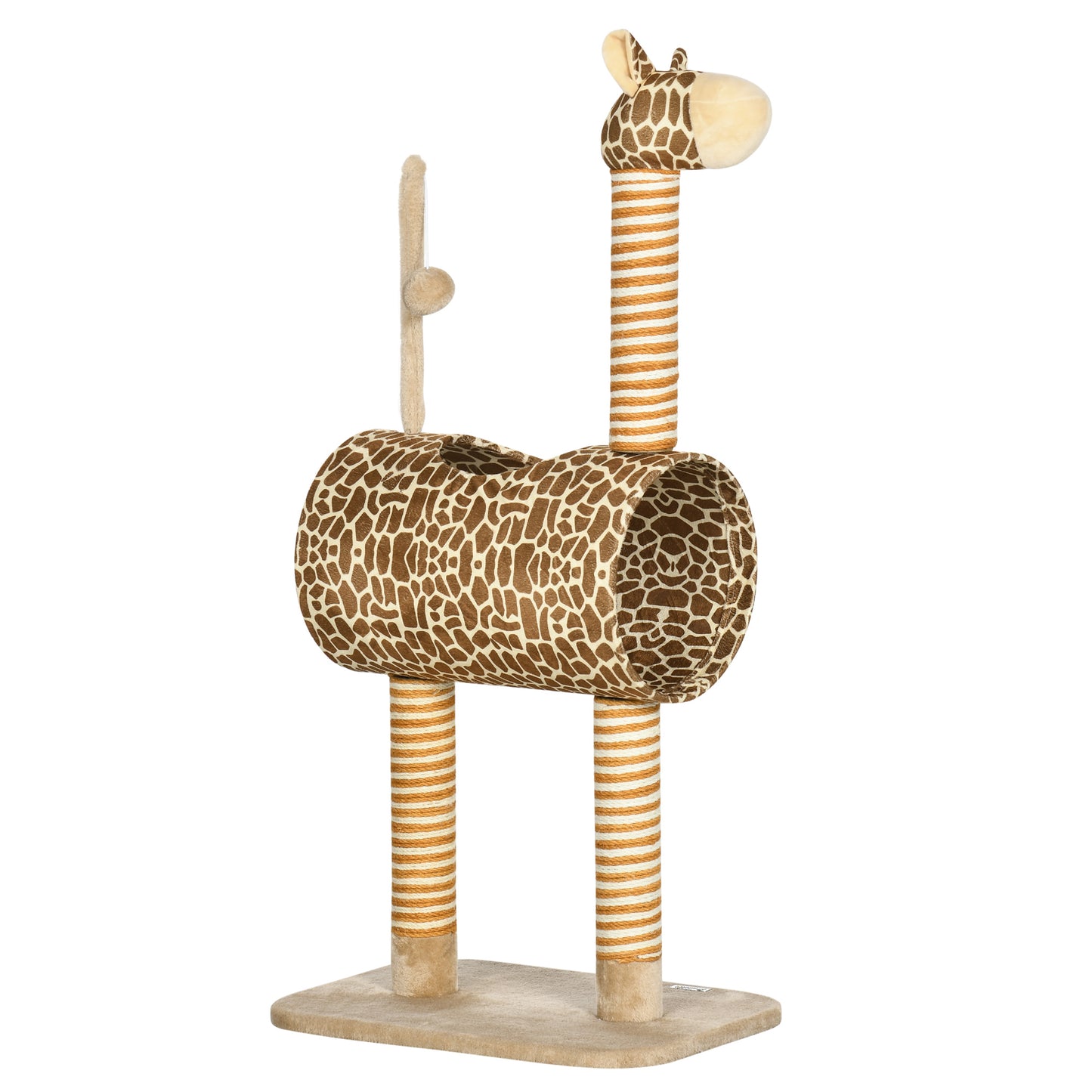 PawHut Cat Tree for Indoor Cats Cute Giraffe Kitten Play Tower with Scratching Posts Tunnel Ball Toy