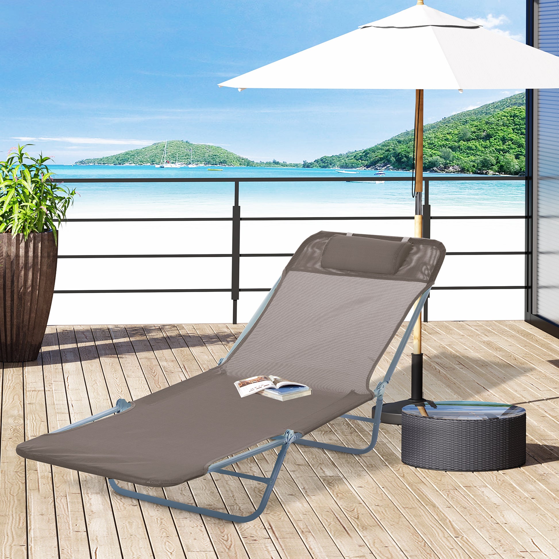 Outsunny Patio Foldable Sun Lounger