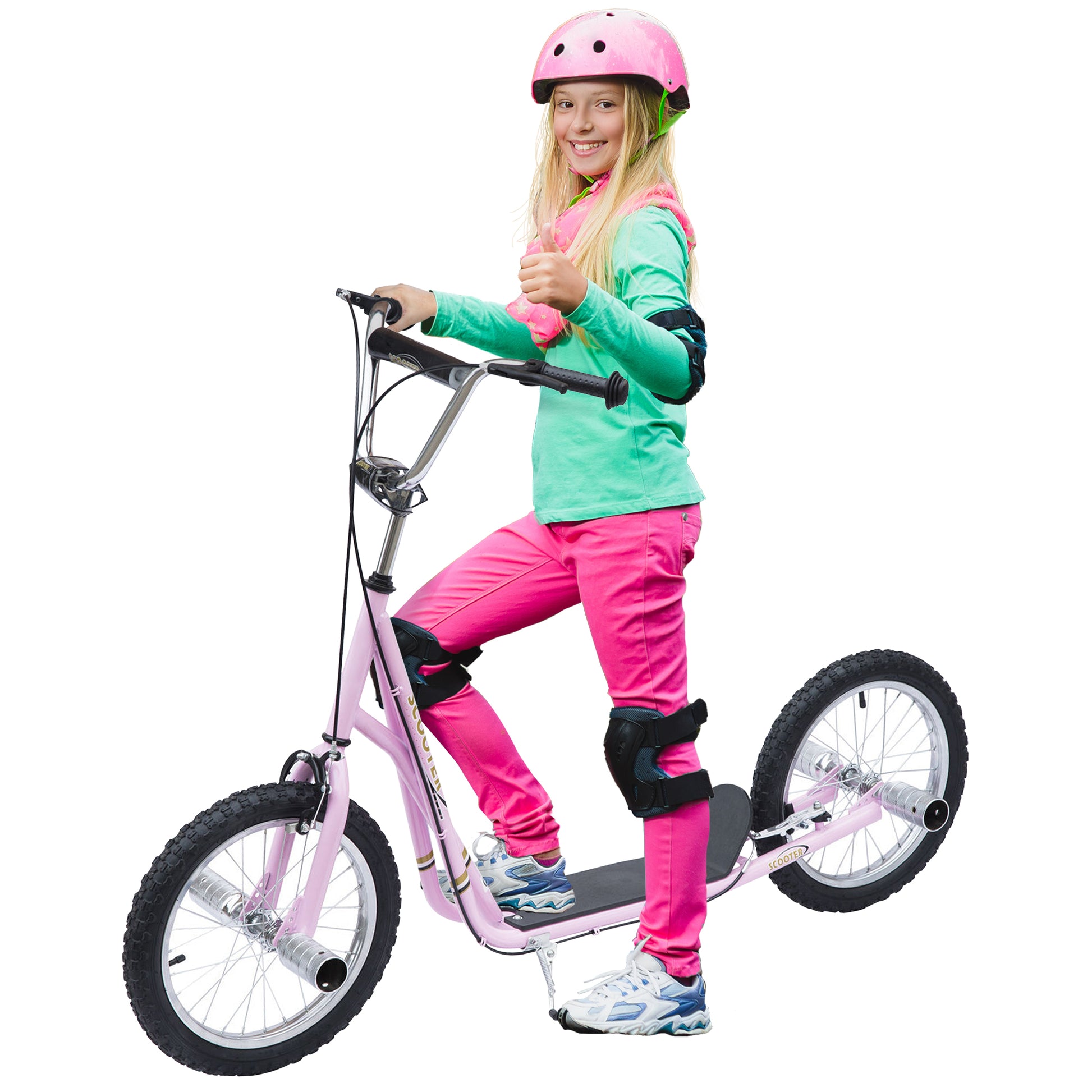 Homcom Youth Scooter Adult Teen Push Scooter Kids Children Stunt Scooter Bike Bicycle Ride On 16" Pneumatic Tyres