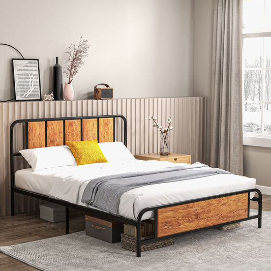 Industrial Style King Bed Frame with Curved Headboard & Footboard-0