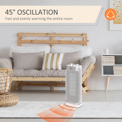 Homcom Indoor Space Heater Oscillating Ceramic Heater w/ Adjustable Modes 1000W/2000W